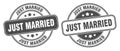 Just married stamp. just married label. round grunge sign Royalty Free Stock Photo