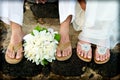 Just Married. Tropical Wedding feet.