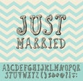 Just Married Vintage Trendy Illustration Font Type