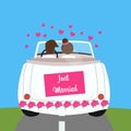 Just married wedding car couple honeymoon marriage Royalty Free Stock Photo