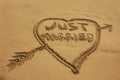 Just married written in sand Royalty Free Stock Photo