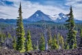 The Sisters Mountain range shows off its mighty peaks in the distance. Royalty Free Stock Photo