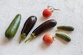 Just picked fresh vegetables on white structured background Royalty Free Stock Photo