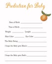 Little Cutie Citrus Orange Baby Shower Prediction Game