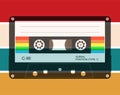 Just Retro Vector Design with 60`s 70`s colour bars and audio cassette tape