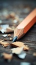 A just sharpened pencil is sitting on top of a pile of broken pencils, AI