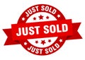 just sold round ribbon isolated label. just sold sign.