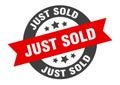 just sold sign. round ribbon sticker. isolated tag