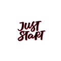 Just start pink calligraphy quote lettering