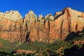 Altar of Sacrifice and West Temple at Sunrise, Zion National Park, Utah, USA