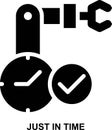 just in time, manufacturing, production, time efficiency, in time, productivity solid glyph icon