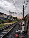 Just waiting the train alone Royalty Free Stock Photo