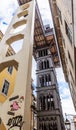 View of Justa elevator. The elevator was built by Raoul Mesnard in 1902 to connect Baixa Pombalina and Chiado. Lisbon, Portugal Royalty Free Stock Photo