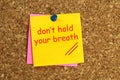 Don`t hold your breath word on post it