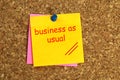 Business as usual word on post it