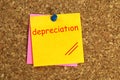Depreciation postit on cork
