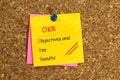 Objectives and key results postit on cork