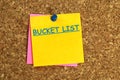 bucket list postit on corkboard Royalty Free Stock Photo