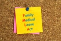 family medical leave act postit on corkboard Royalty Free Stock Photo