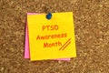 ptsd awareness month postit on corkboard Royalty Free Stock Photo