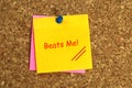 beats me postit on corkboard Royalty Free Stock Photo