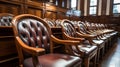 Justice Awaits, Unoccupied Chairs in the Jury Box of the Courtroom, Generative AI Royalty Free Stock Photo