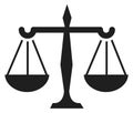 Justice black icon. Scale sign. Balance symbol