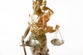 Justice blindfolded lady holding scales and sword statue