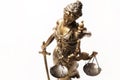 Justice blindfolded lady holding scales and sword statue