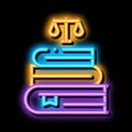Justice Books Law And Judgement neon glow icon illustration
