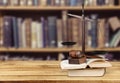 Justice Scales, gavel and books on light Royalty Free Stock Photo