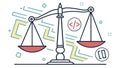 Justice & Code: Balancing Law and Programming Ethics, vector design Generative AI Royalty Free Stock Photo