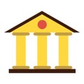 Justice court building icon, flat style Royalty Free Stock Photo