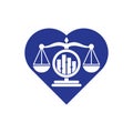 Justice finance heart shape concept logo vector