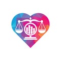 Justice finance heart shape concept logo vector