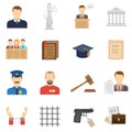 Justice flat icons set Royalty Free Stock Photo