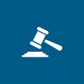 Justice Gavel Icon On Blue Background. Blue Flat Style Vector Illustration Royalty Free Stock Photo