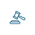 Justice Gavel Line Blue Icon On White Background. Blue Flat Style Vector Illustration Royalty Free Stock Photo