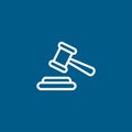 Justice Gavel Line Icon On Blue Background. Blue Flat Style Vector Illustration Royalty Free Stock Photo