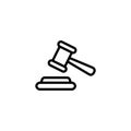 Justice Gavel Line Icon In Flat Style Vector For App, UI, Websites. Black Icon Vector Illustration Royalty Free Stock Photo