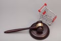 Justice Gavel with Shopping Cart Royalty Free Stock Photo