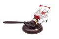 Justice Gavel with Shopping Cart Royalty Free Stock Photo