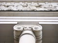 Justice Hall with ionic columns and decoration of white marble. Royalty Free Stock Photo