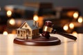 Justice at home Toy house, gavel symbolize Family Law concepts Royalty Free Stock Photo