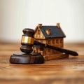 Justice at home Toy house, gavel symbolize Family Law concepts Royalty Free Stock Photo