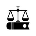 Black solid icon for Justice, book and fairly Royalty Free Stock Photo