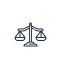 justice icon vector from law and justice concept. Thin line illustration of justice editable stroke. justice linear sign for use Royalty Free Stock Photo