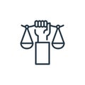 justice icon vector from law and justice concept. Thin line illustration of justice editable stroke. justice linear sign for use Royalty Free Stock Photo