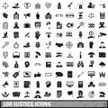 100 justice icons set, simple style Royalty Free Stock Photo