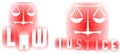 Set of Justice illustrations with scales in red